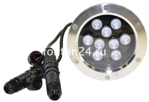 Подводный светодиодный прожектор (LED) 9 диодов, 45°, 12V.DC, холодный белый Подводный светодиодный прожектор (LED) 9 диодов, 45°, 12V.DC, холодный белый