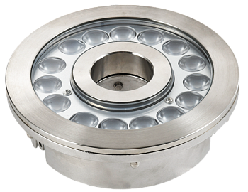 Подводный сверхмощный, светодиодный кольцевой прожектор (RGB-in-ONE),15-диодный, 24VDC, угол свечения 25град, д отв.50мм, один кабельный ввод, IP68